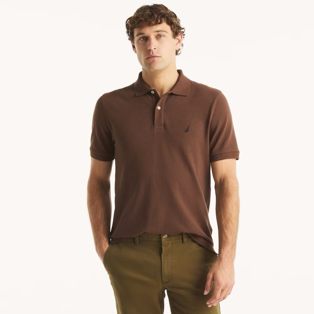 Nautica Polo Shirt Classic Style Brown Men’s size Large. 100%cotton